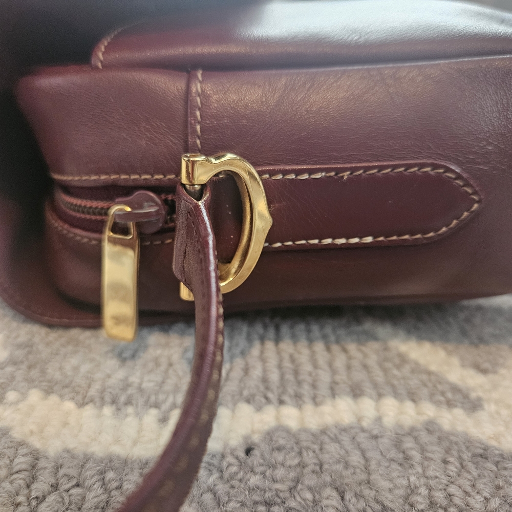 EVC Cartier Burgundy Leather Lrg Satchel Bag - Must De Cartier. Clean - Picture 6 of 10